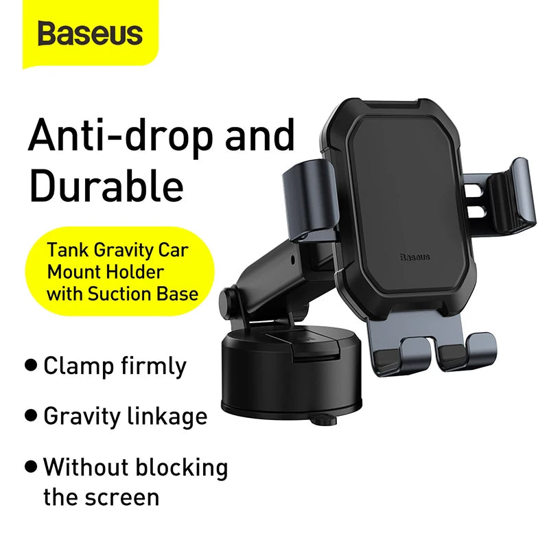 Baseus Gravity Car Phone Holder Suction Cup Adjustable Holder Stand in Car GPS Mount for Iphone 13 12 Pro Xiaomi POCO