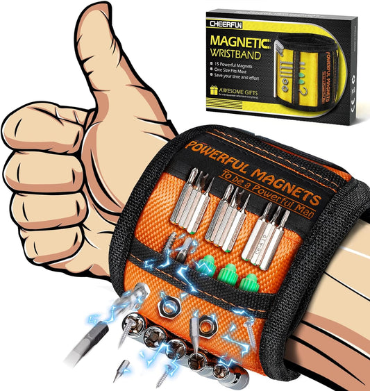 Gifts for Men Christmas Stocking Stuffers - Magnetic Wristband Magnet Tool Wrist Gifts for Dad, Magnetic Wristband for Holding Screws Birthday Gifts for Men, Cool Gadgets for Men Him Women Husband